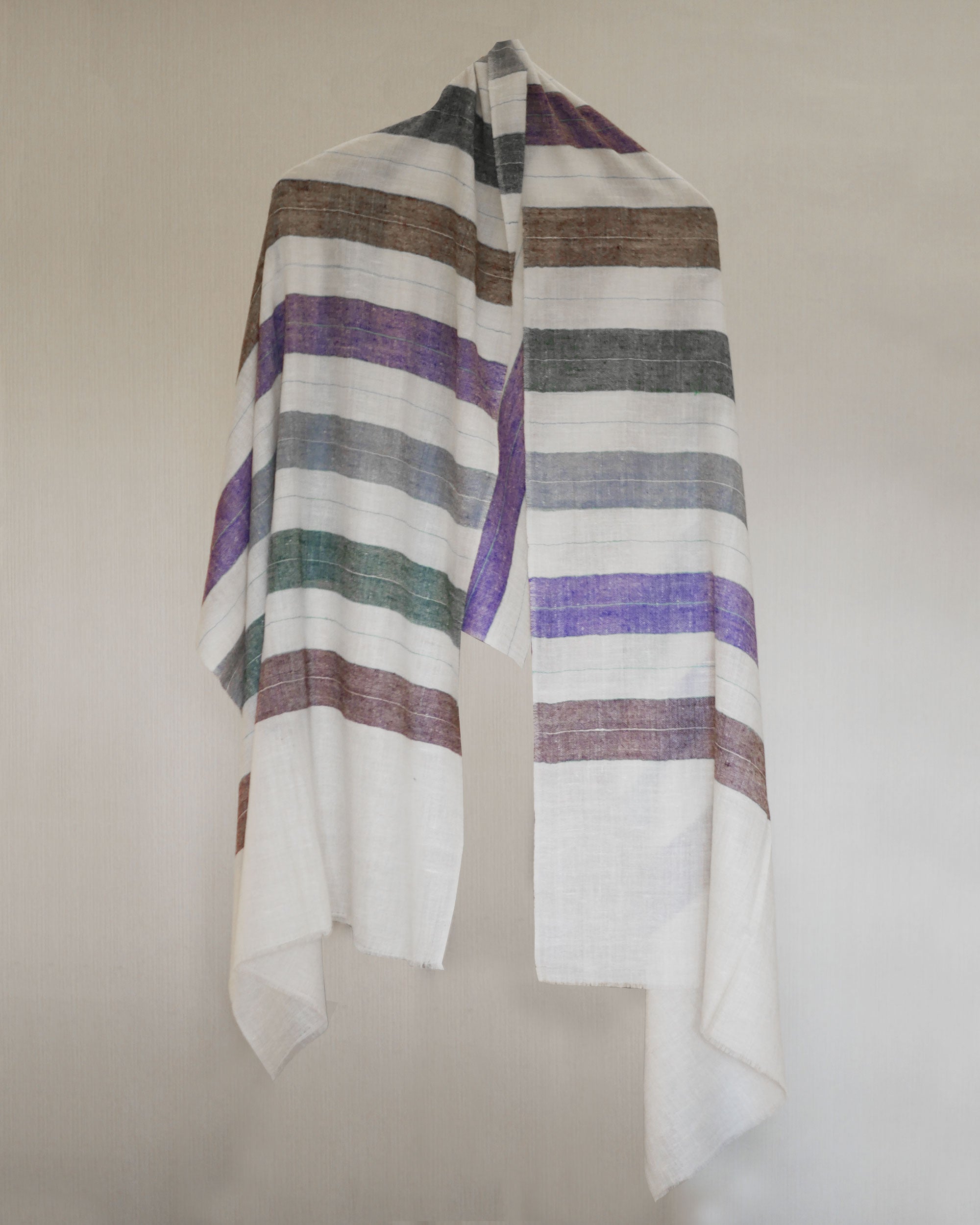 Kashmir Rainbow Stripe Pashmina Wrap – Natural Dye, Finest Handloom Ladakh