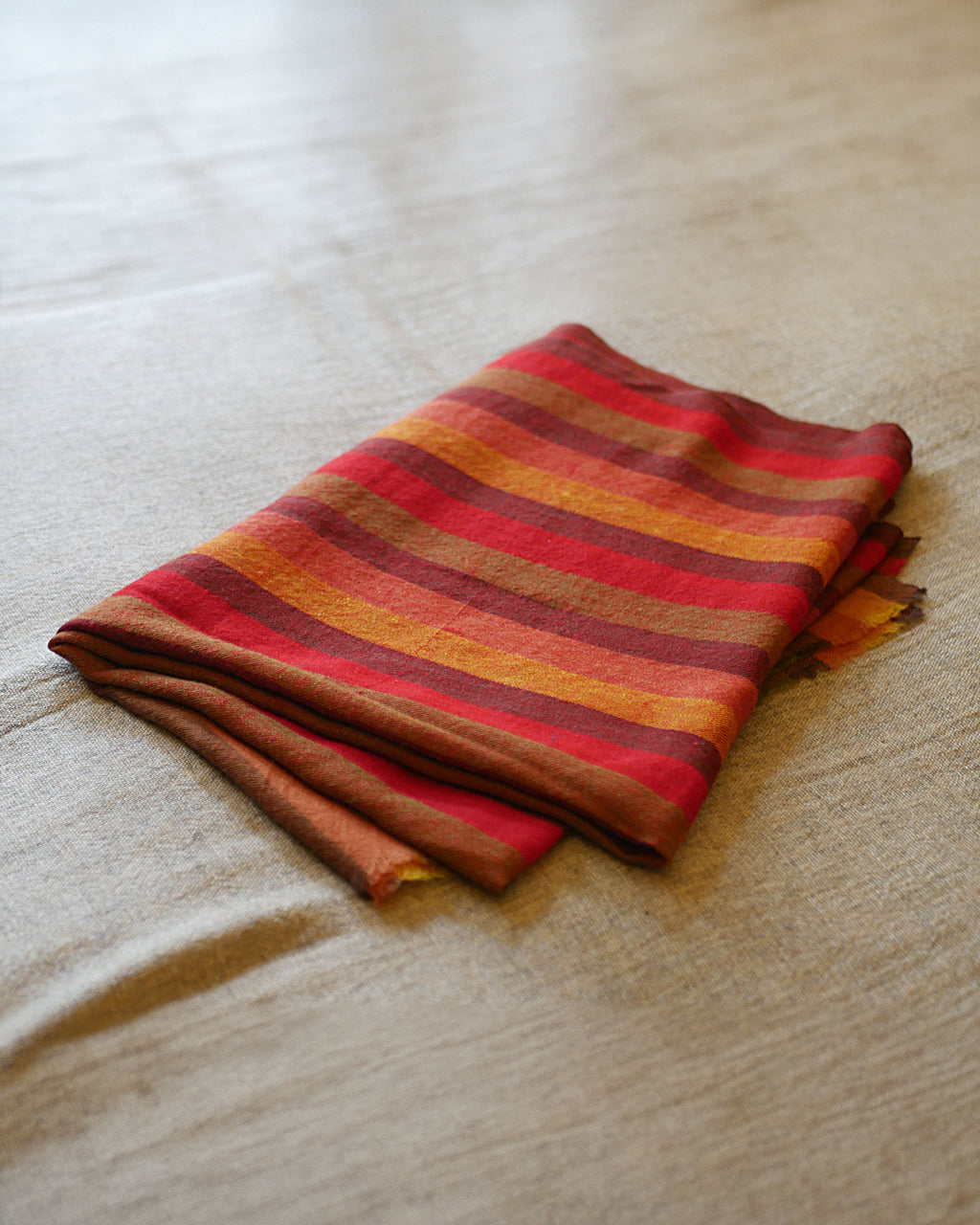 Ladakh Crimson Stripe Pashmina Wrap – Natural Dye, Finest Handloom Kashmir