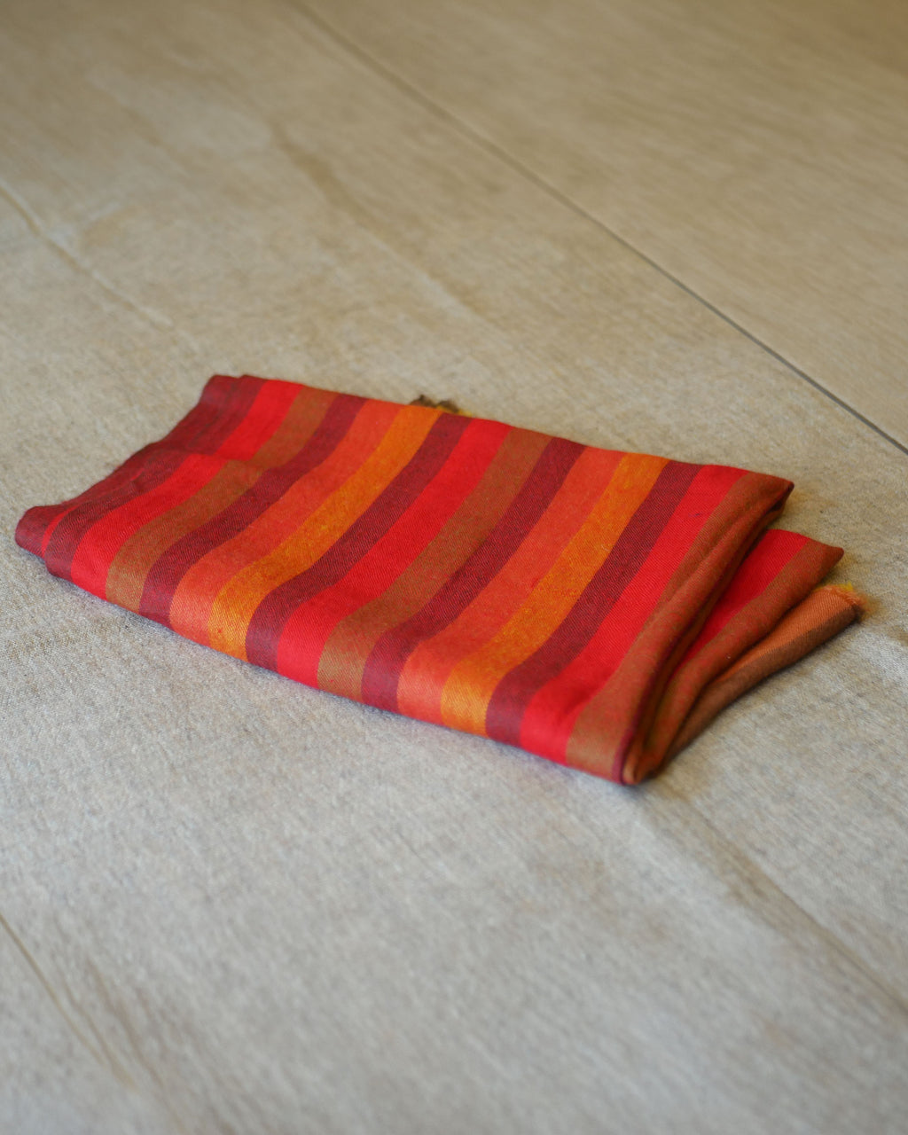 Ladakh Crimson Stripe Pashmina Wrap – Natural Dye, Finest Handloom Kashmir