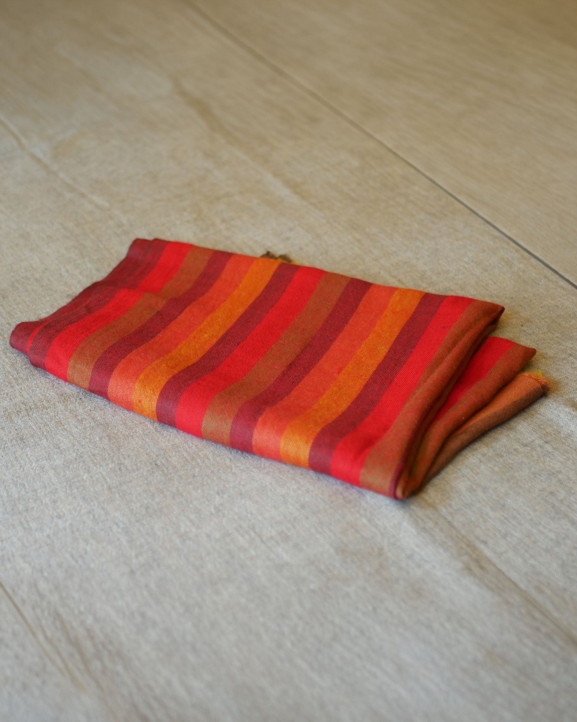 Ladakh Crimson Stripe Pashmina Wrap – Natural Dye, Finest Handloom Kashmir
