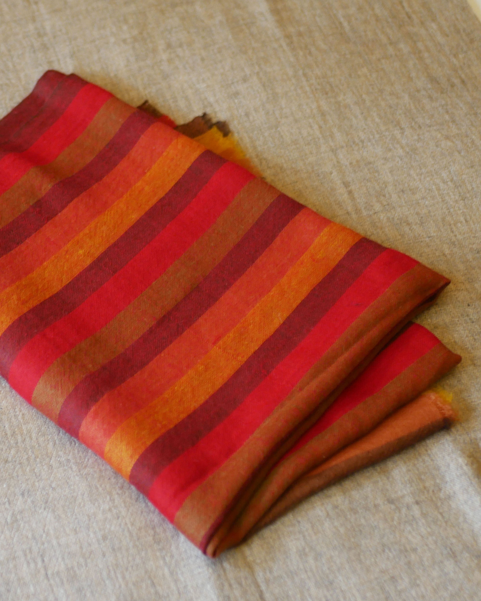 Ladakh Crimson Stripe Pashmina Wrap – Natural Dye, Finest Handloom Kashmir
