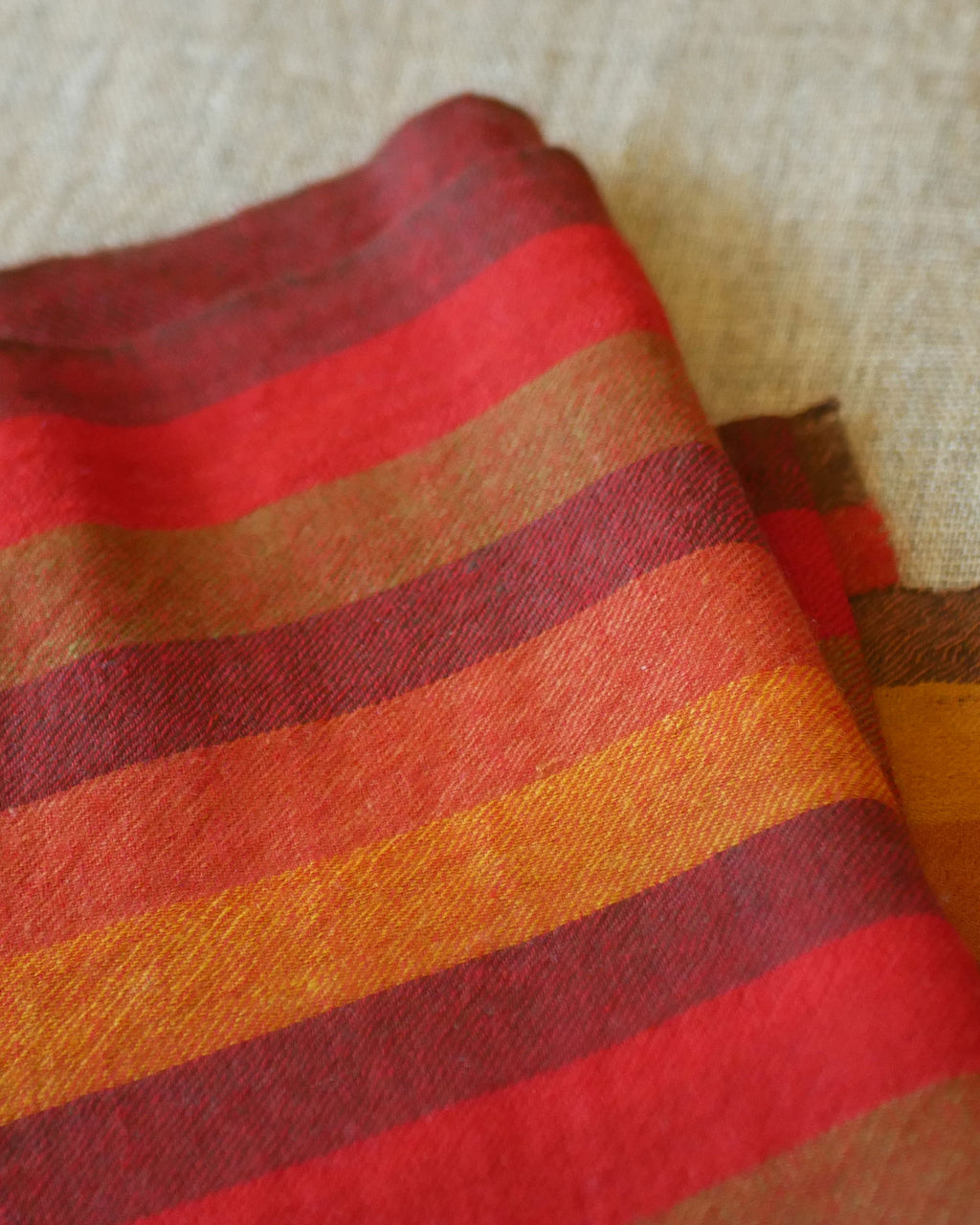 Ladakh Crimson Stripe Pashmina Wrap – Natural Dye, Finest Handloom Kashmir