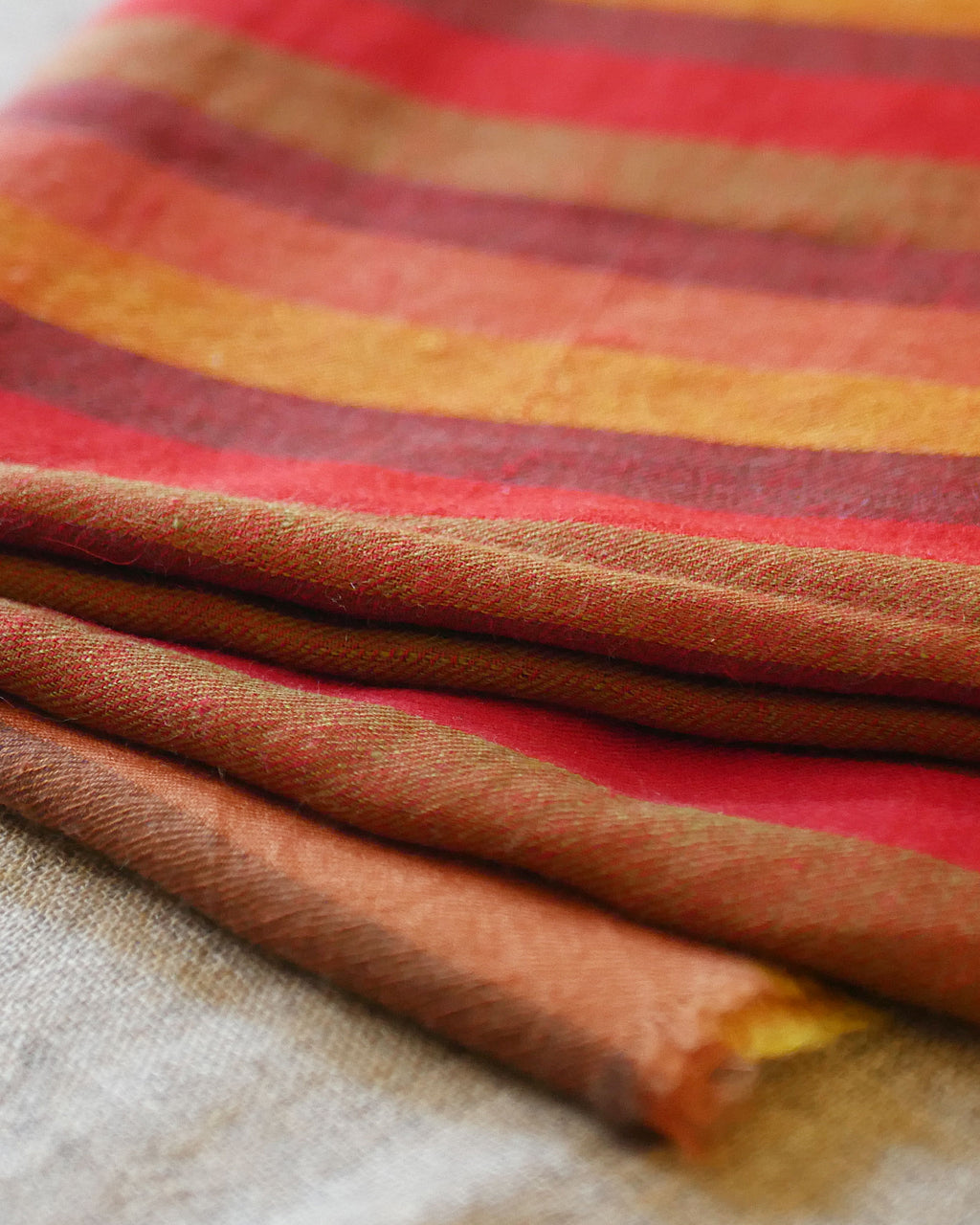 Ladakh Crimson Stripe Pashmina Wrap – Natural Dye, Finest Handloom Kashmir